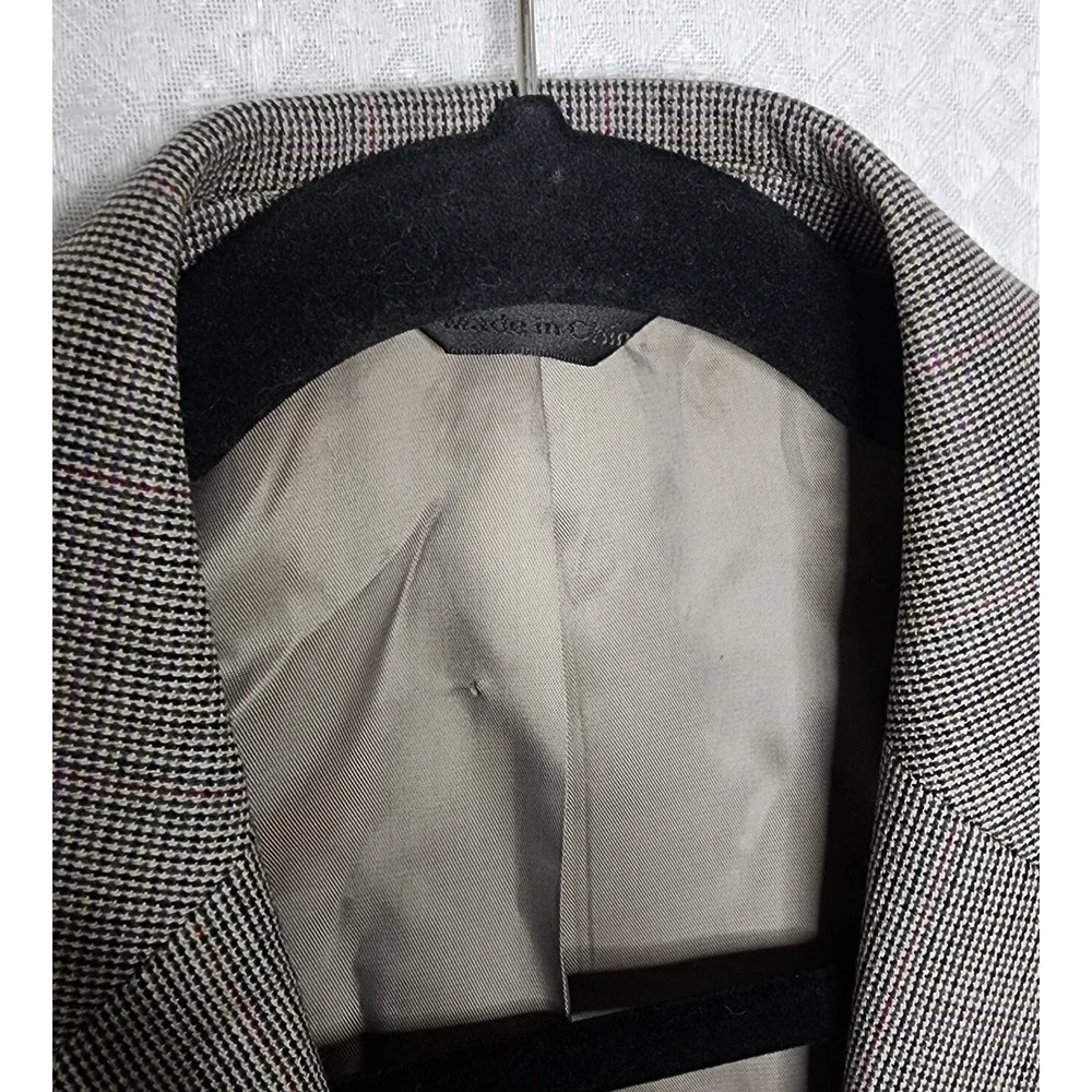 Andrew Fezza Worsted Wool Men's Blazer Sport Coat Gray Check Sz 39L 2-Button